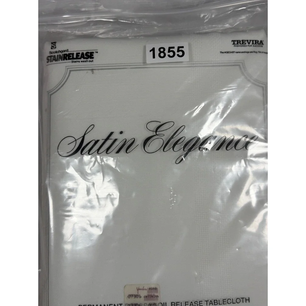 Vtg Bardwil Satin Elegance White Tablecloth 60x144 Oblong Stain Release USA
